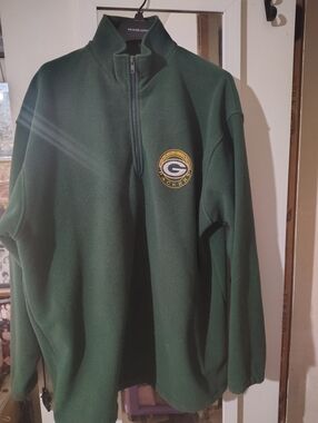 Green Bay Packers Football Team 1/4 Zip Fleece Jersey. Vintage Rare.